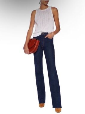 MOTHER The Siren High-rise Dark Wash Flared Jeans in Hot Rod